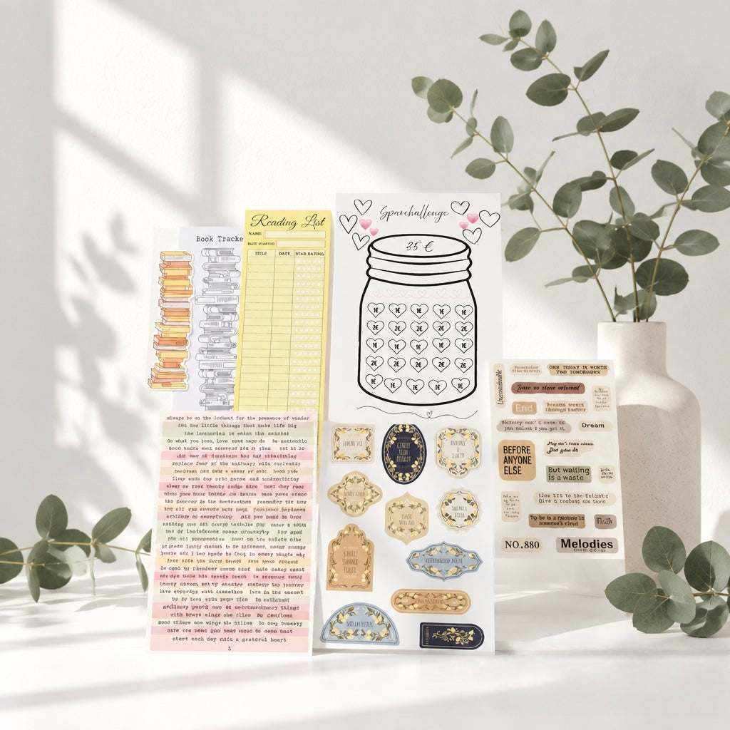 Binder A5 - Yellow mit gelben Planerseiten, bunten Stickern, Leselisten und dekorativen Einlagen im Set