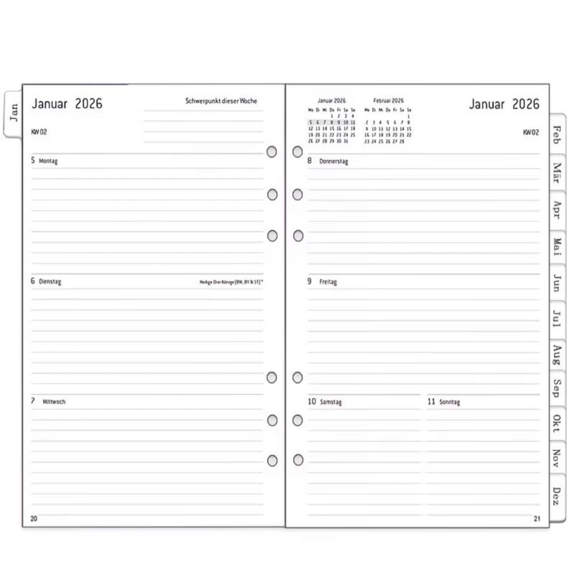 Kalender 2026 Einlage A5